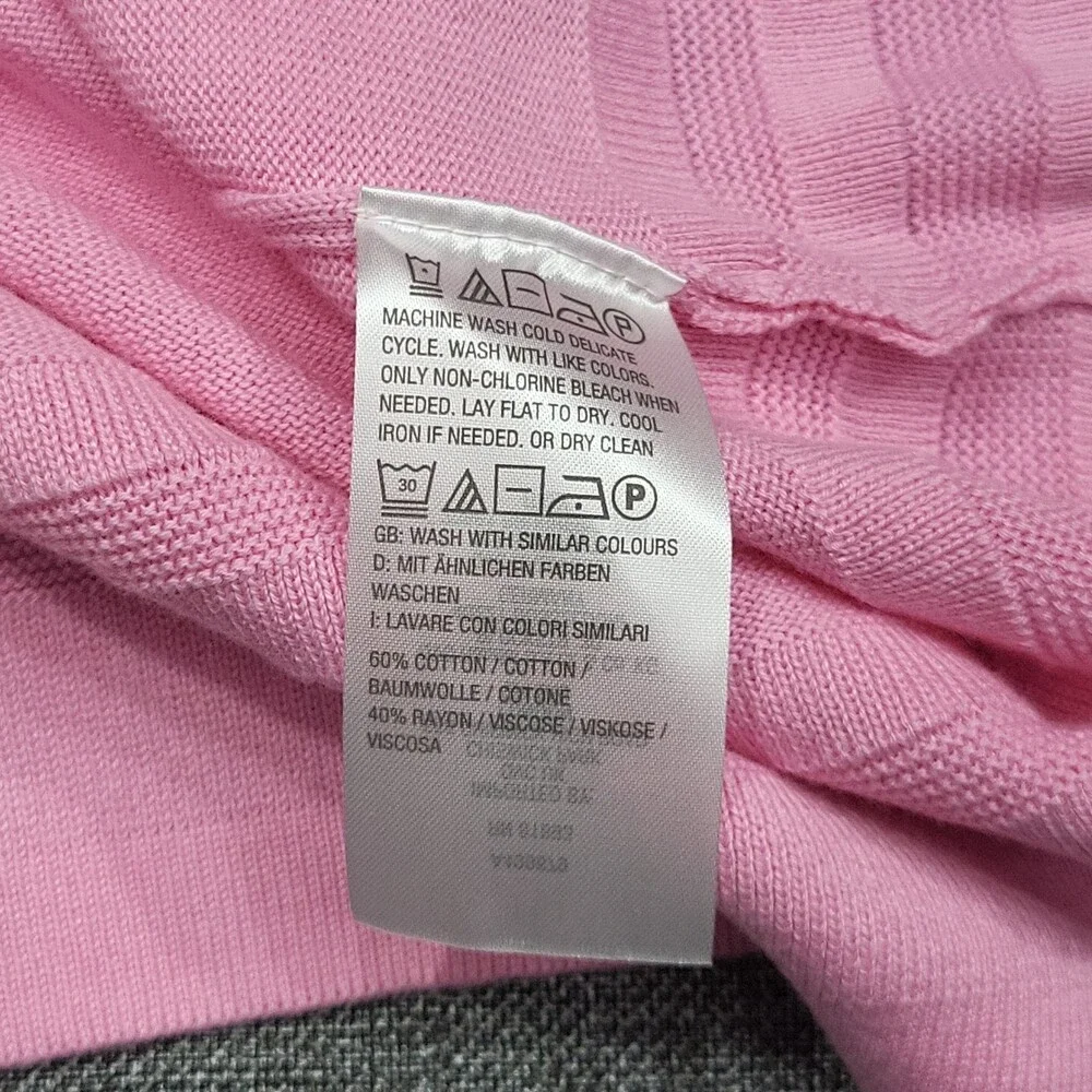 Isaac Mizrahi Live Button Front Border Stitch Cardigan Small Sz Pink Modern Top - Picture 9 of 10